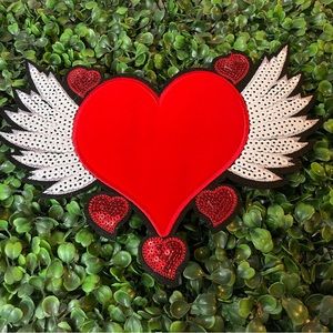 RED Angel Heart Iron On Patch